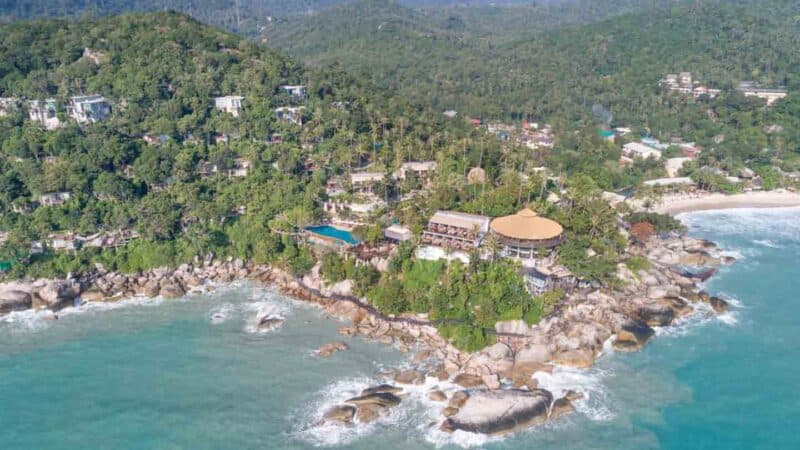 resort on Thong Nai Pan Peninsula Koh Phangan Thailand aerial photo