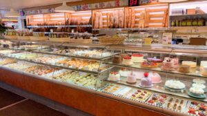 Cases of Bakery at Gayles Bakery in Capitola Califorina - Where to eat on a california road trip