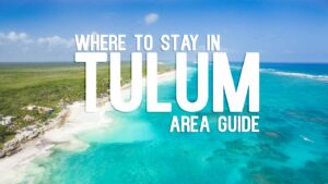 Aerial View of Tulum Beach - White Sands and Aqua water - Featured Image for best places to stay in Tulum