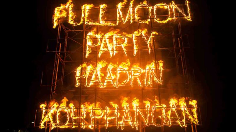 Koh Phangan Full Moon Party Thailand burning sign