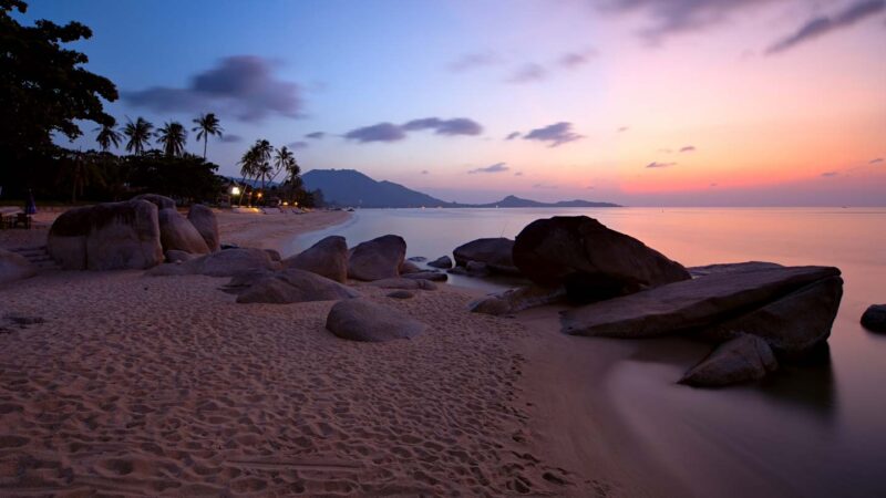 sunrise at Lamai beach one of the best beaches in Thailand.