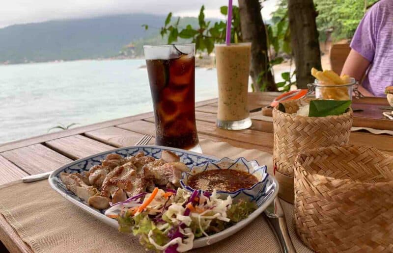 Dinner on the beach chicken Thai dish - Things to do in Koh Phangan Thailand