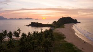 Orange Sunset over Nacpan Beach near El Nido - Things to do in the Palawan Philippines