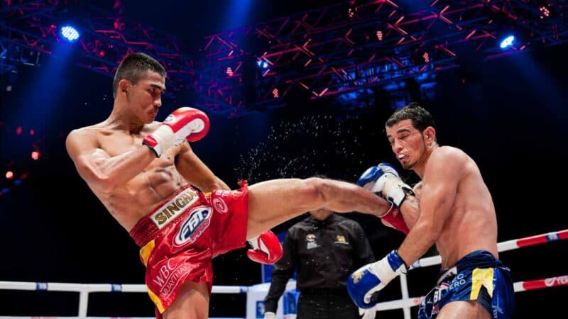 Two men in a Muay Thai Fight in Thailand