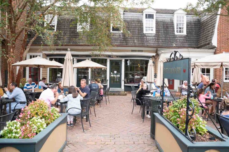 View of the Patio of Fat Canary located in Merchant's Square - Williamsburg top Restaurants