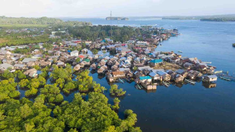 Aerial Photo of floating villages in Siarago - Things to see
