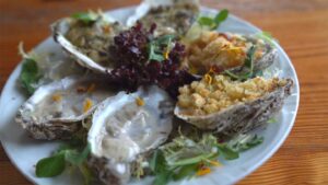 Plate of Oysters at Gabriel Archer Tavern loacted on the Williamsburg winery - Top rated places to eat