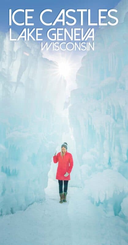 Lake Geneva Ice Castle Girl in Red Coat pin image