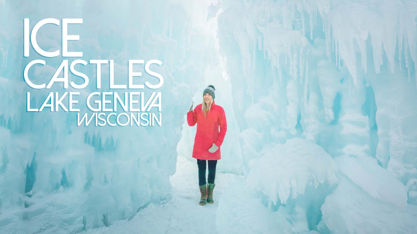 Lake Geneva Ice Castle Girl in Red Coat