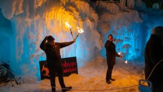 Firethrower in the Lake Geneva Ice Castle