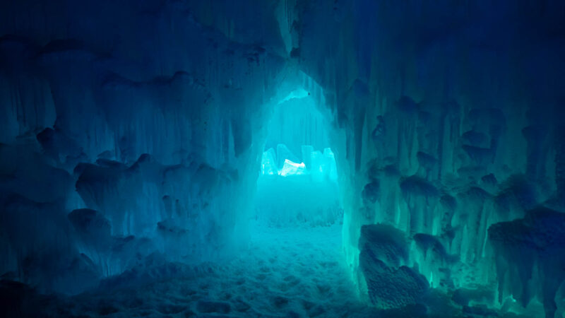 Ice castle tunnel in Lake Geneva