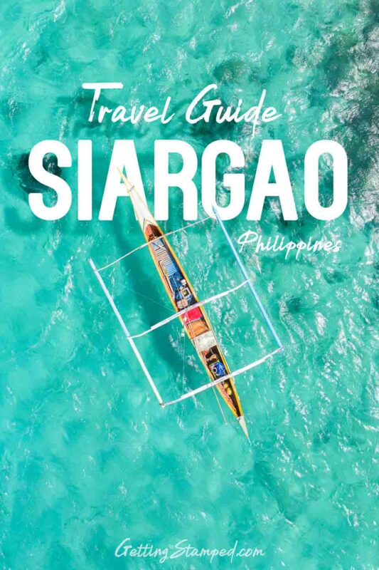Aerial photo of a Philippines boat in Siargao - Pinterest Pin