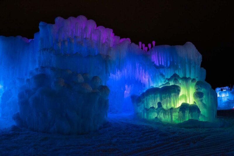 Wisconsin Ice Castles at night