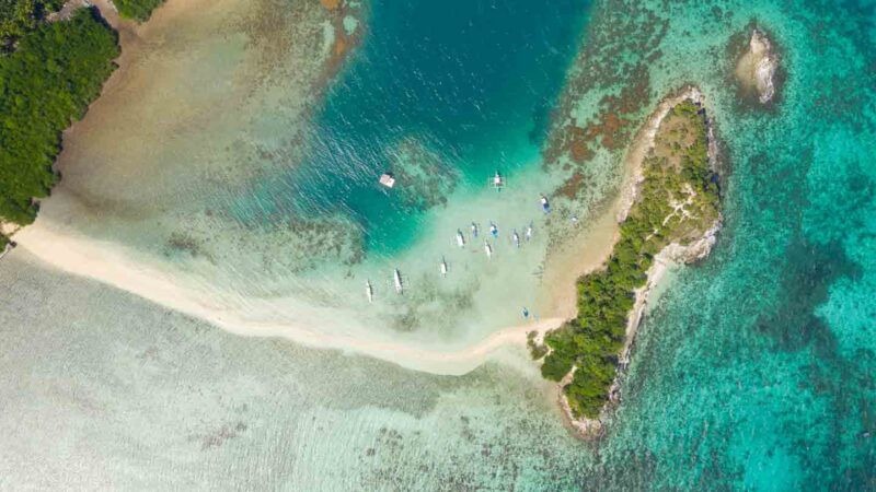 Aerial Drone View of Snake Island El Nido