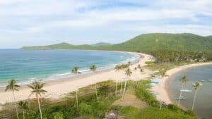 Aerial view of Nacpan and near by beaches located on the north end of El Nido