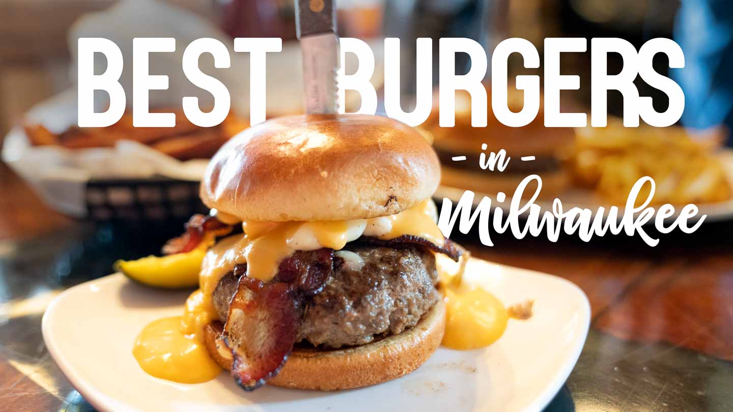 Large Hamburger with a knife inserted - Featured Iamge for best Burgers in Milwaukee