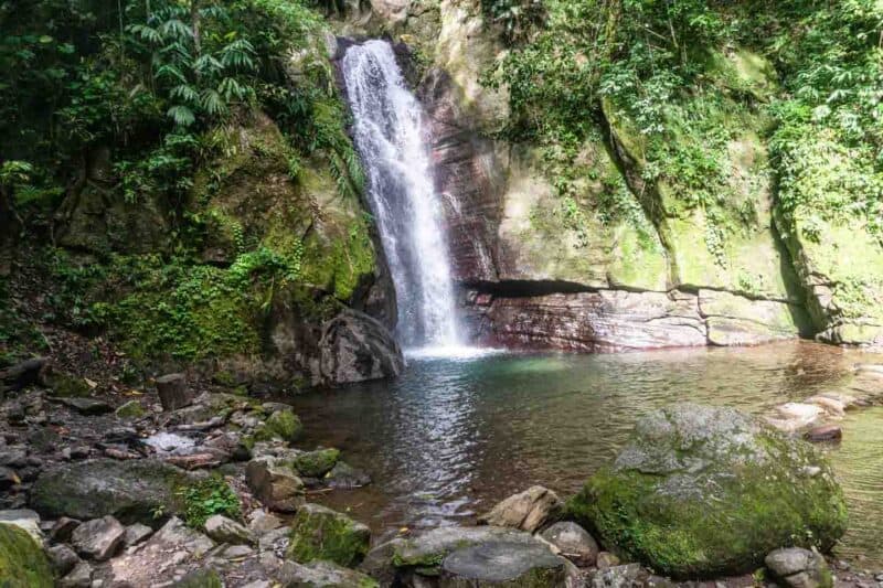 View of the tall Falling Edge Falls in Jamaica near Kingston