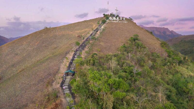 Sets of staircases and hundreds of stairs to the top of Mt. Tapyas in Coron Palawan 