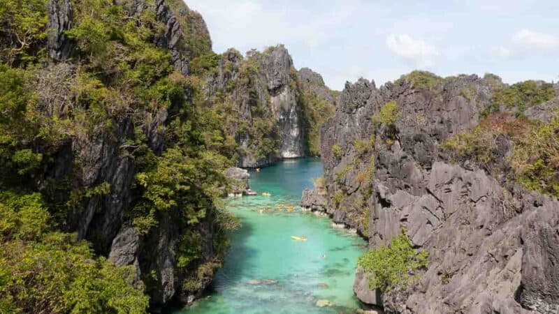 Drone view of the tall walls that form the Big Lagoon