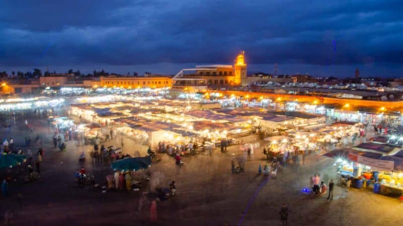 Night view of the Marrakech Medina - Top destinations in Morocco