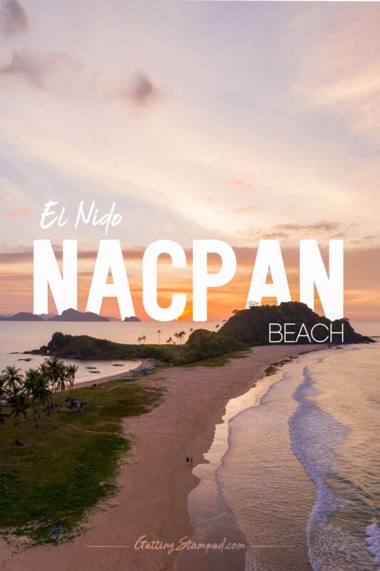 Pin for Nacpan Beach El Nido - Sunset view from a drone over the beach and hills