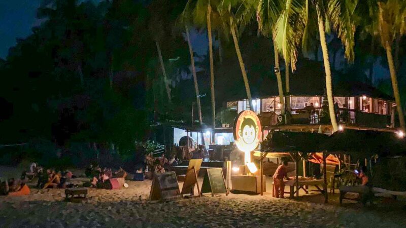 people enjoying the nightlife at Nacpan Beach - Mad Monkey