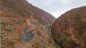 windy road through the mountains of Morocco