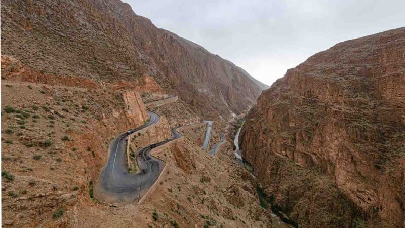 windy road through the mountains of Morocco