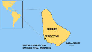 Map of Barbados - Where is Sandals Barbados and Sandals Royal Barbados