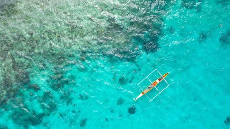 Traditional Filipino boat near Daku Island