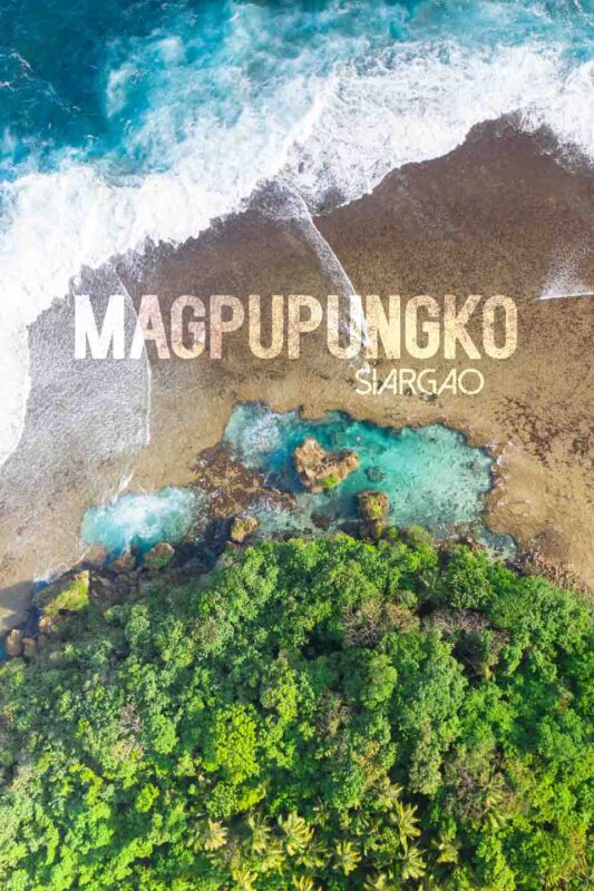 Aerial view looking down into the Magpupungko Rock Pools at Low Tide