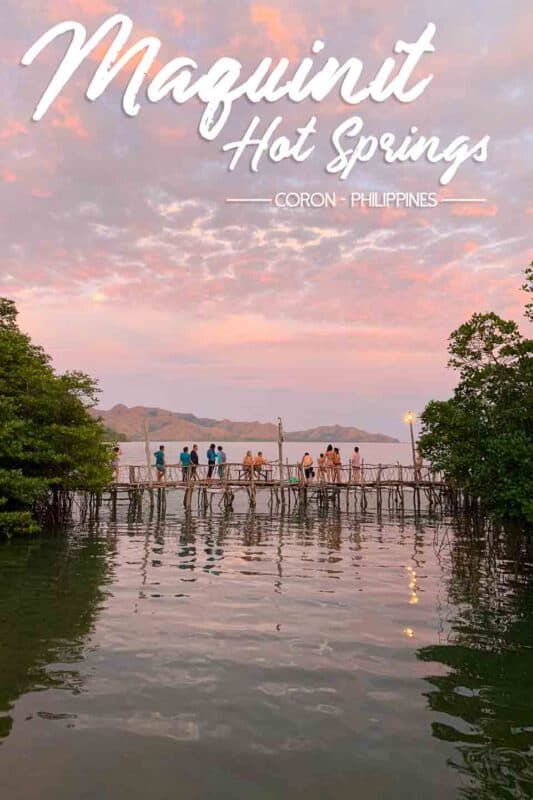 sunset pin of the pier walkway ay Maquinit Hot Springs Coron