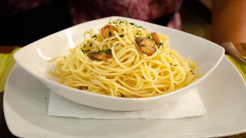 bowl of pasta at Corto del Mar restaurant in Coron