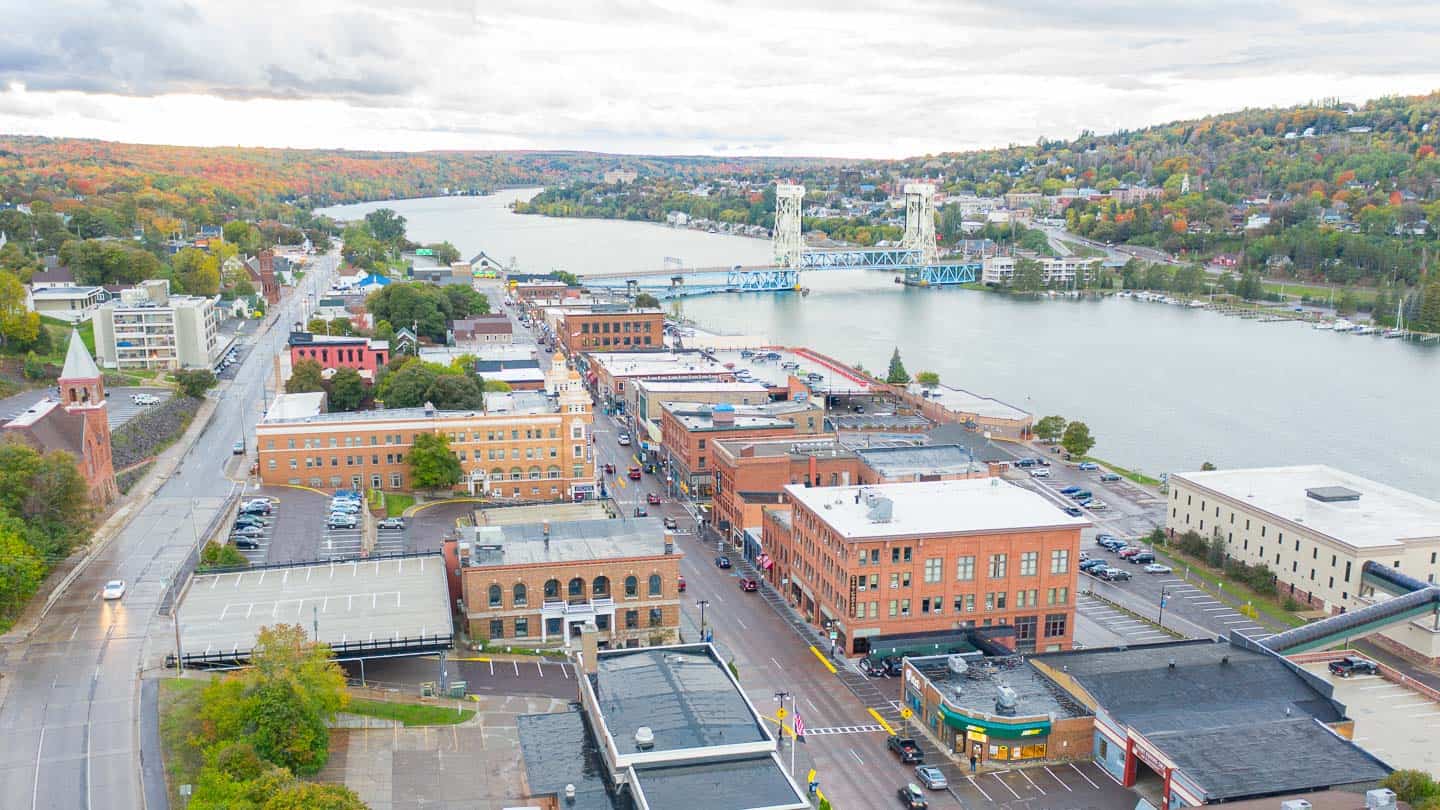Downtown Houghton Drone Photo2 Getting Stamped