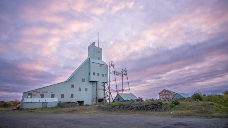 sunrise over Quincy Mine - Top tourist attraction in Copper Harbor Michigan