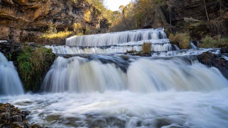 Waterfall at Willow River State Park in Hudson Wisconsin in fall