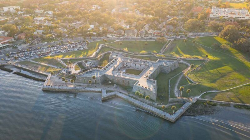 View of the Castillo de San Marcos at sunset