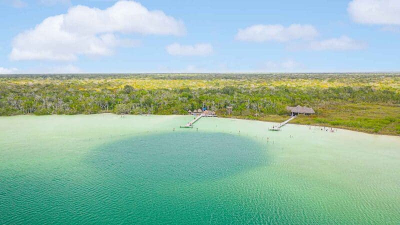 View of the Cenote of Kaan Luum from the air