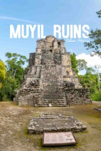 pinterest pin for Muyil Ruins - tall stone pyramid