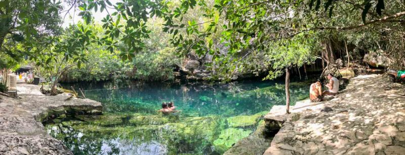 peaceful and quiet swimming area away from the main sink hole of Cenote Cristalino