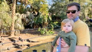 father holds his son at the St. Augustine Alligator Farm