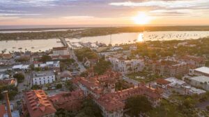 View from above the Flager college at sunrise in St. Augustine FL