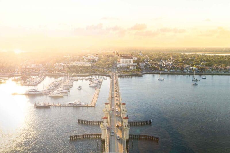 Sunset over the Bridge of Lions in St. Augustine FL