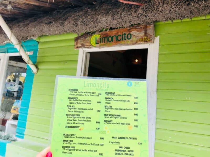 Menu at Limoncito restaurant in Holbox