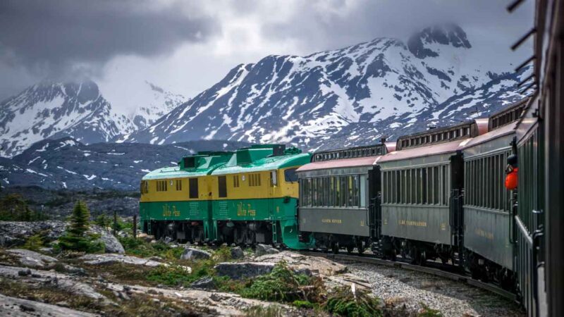 Scenic train from Skagway to White Pass Alaska