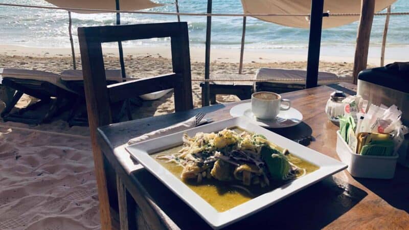 breakfast on the beach in Playa del Carmen