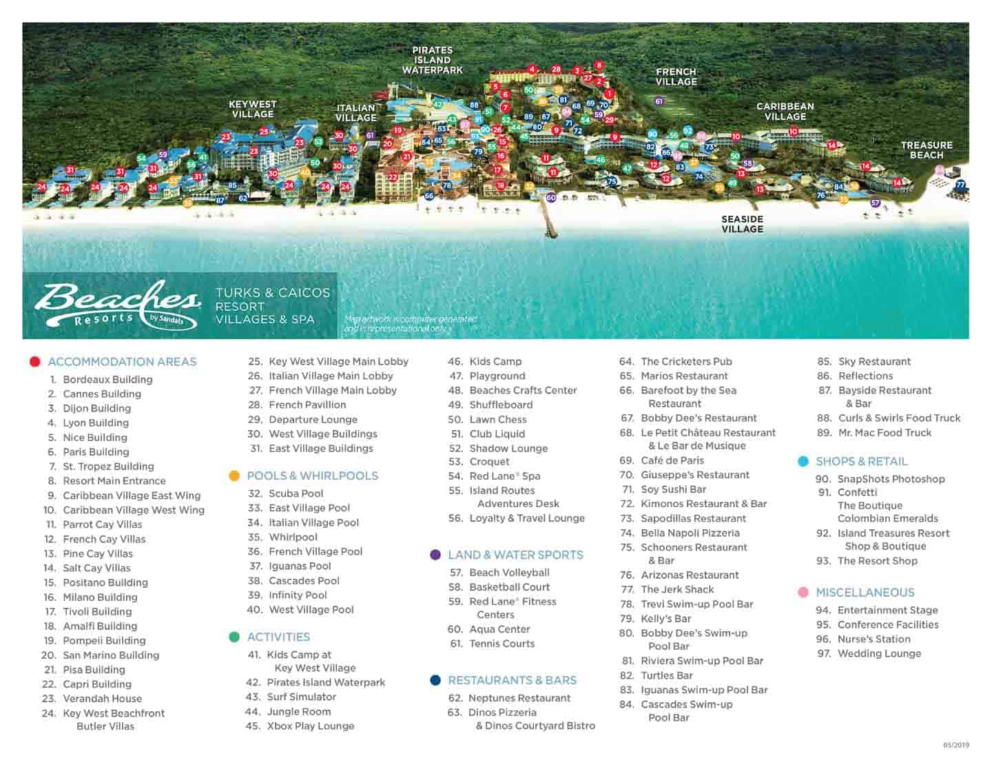 Turks And Caicos Hotel Map Map Of Beaches Resorts Turks And Cacios With Legend - Getting Stamped