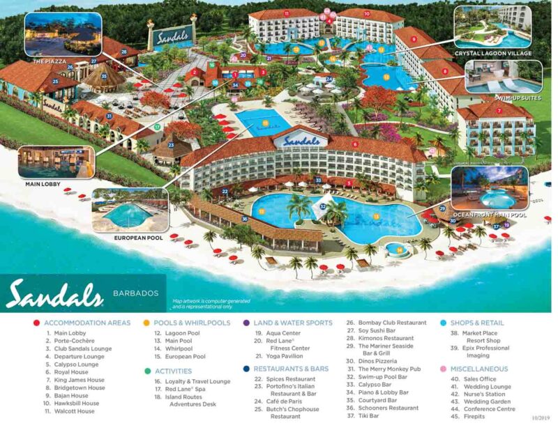 Sandals Barbados resort map