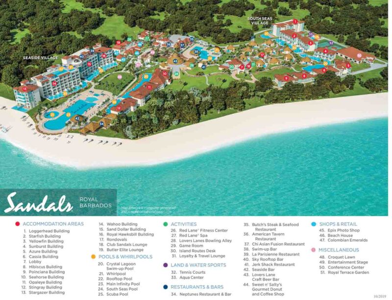 Sandals Royal Barbados resort map