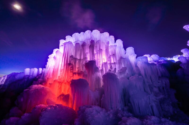 Utah Ice Castles at night